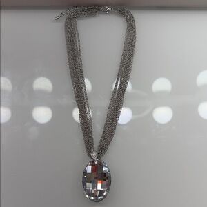 Vintage Silver Statement Necklace with Dazzling Multicolor Pendant